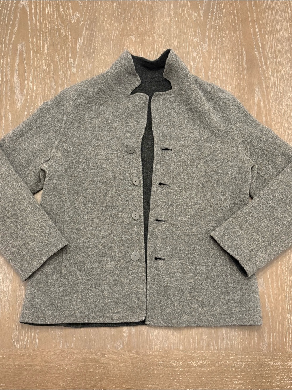 Women’s Two-Tone Gray Reversible Pea Coat